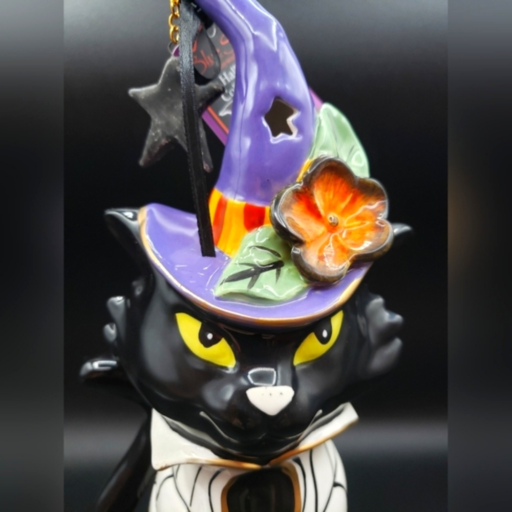 Blue Sky Clayworks BLACK CAT WITCH MAGICAL WARLOCK Tealight Candle House Decor - Picture 3 of 16